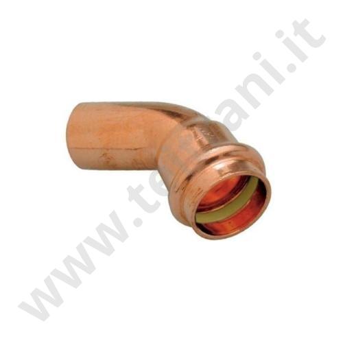 040PR35 - CURVA MASCHIO FEMMINA A 45° IN RAME A PRESSARE  D. 35